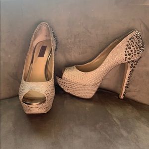Saks Fifth Avenue Silver Spiked Heels